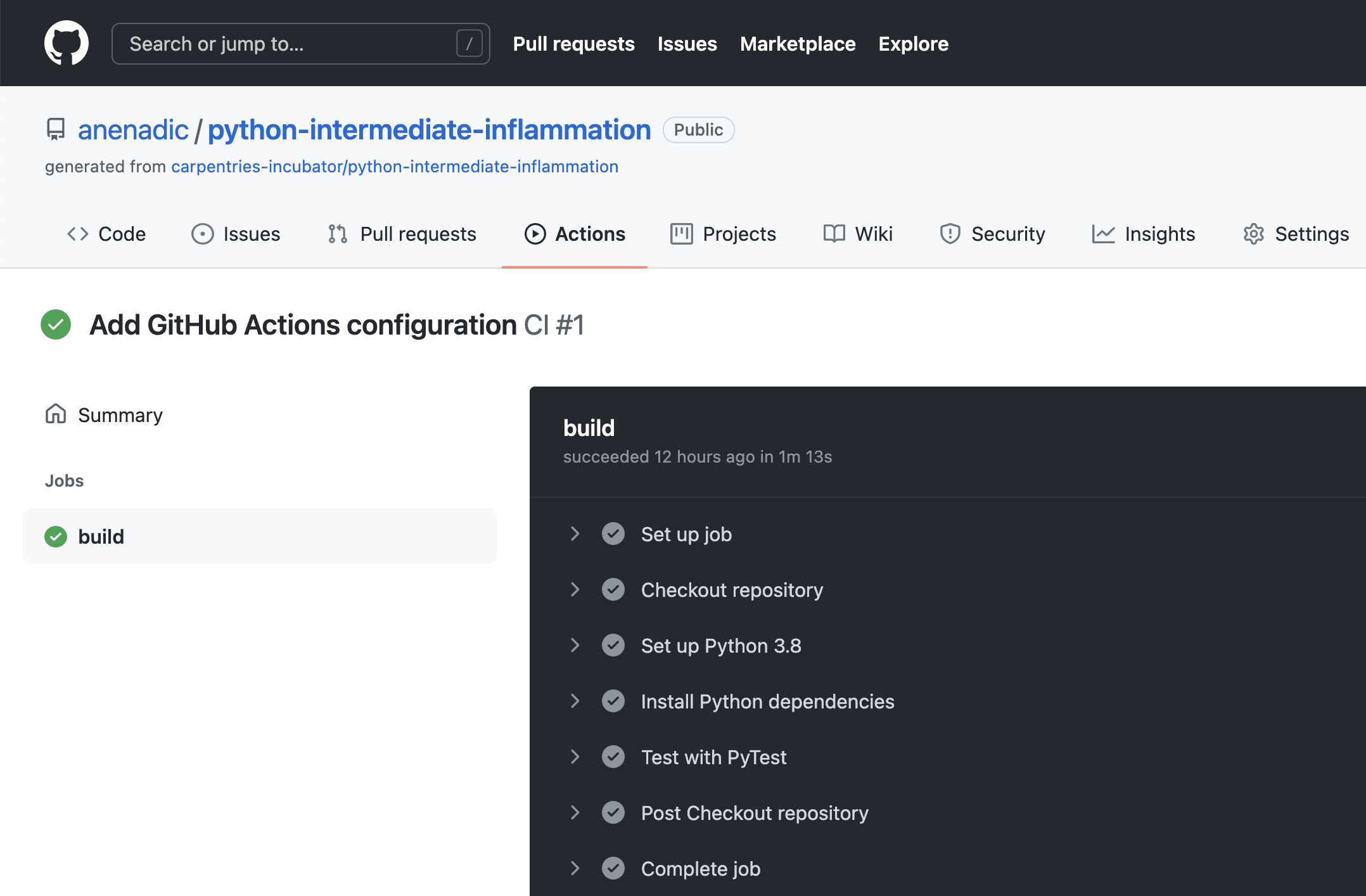 Continuous Integration with GitHub Actions - Build Log