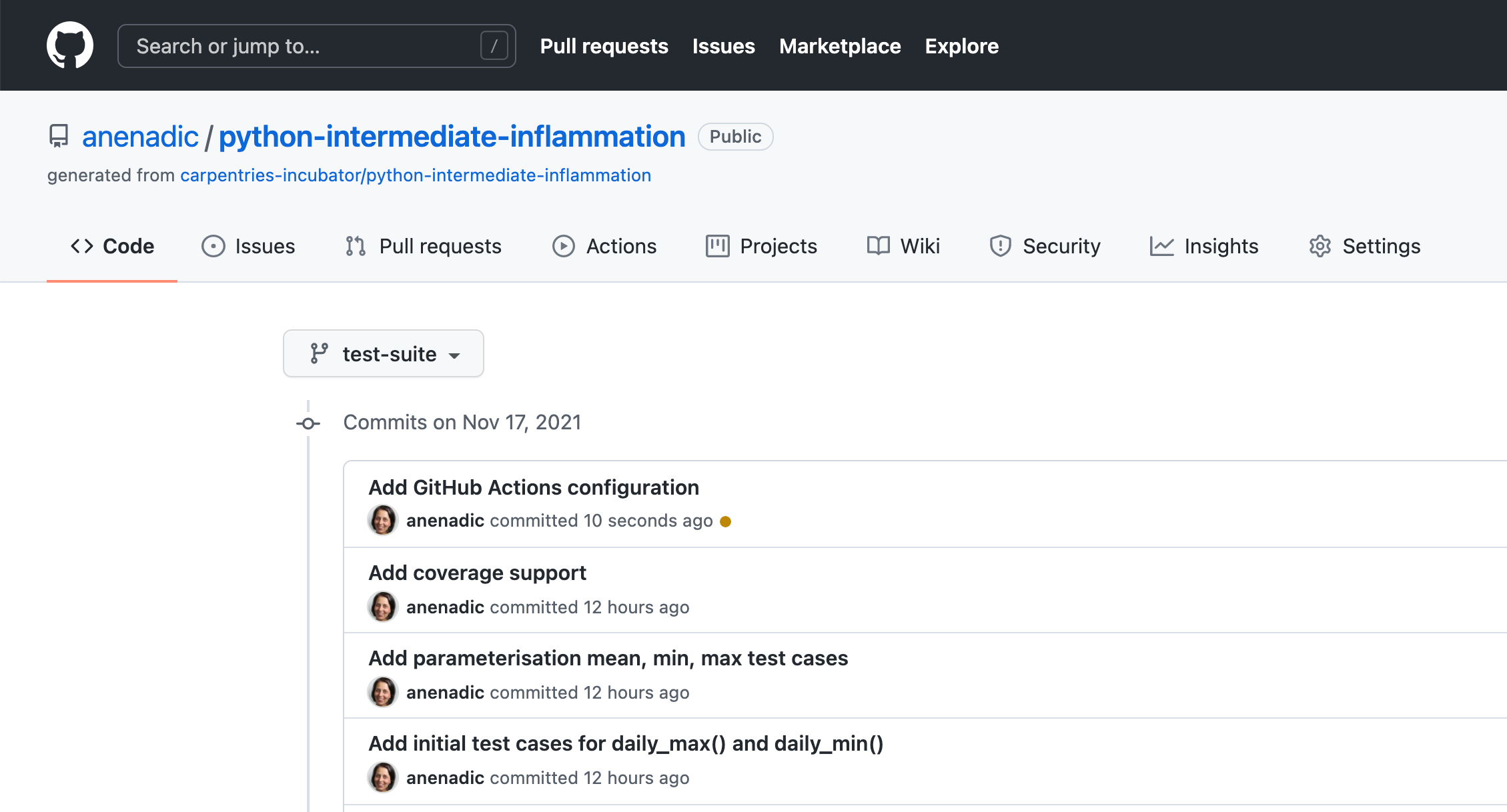 Continuous Integration with GitHub Actions - Initial Build