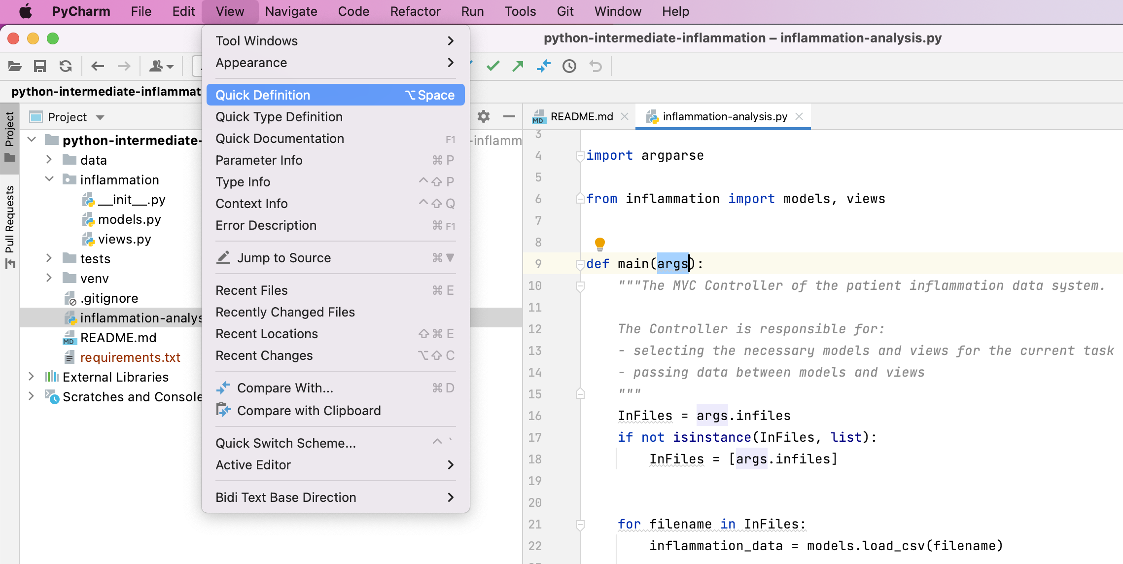 Code References Functionality in PyCharm