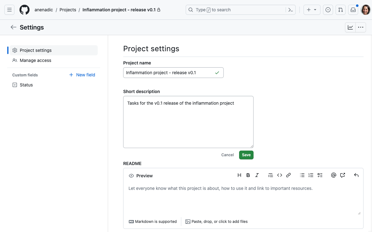 Adding project description and metadata in GitHub